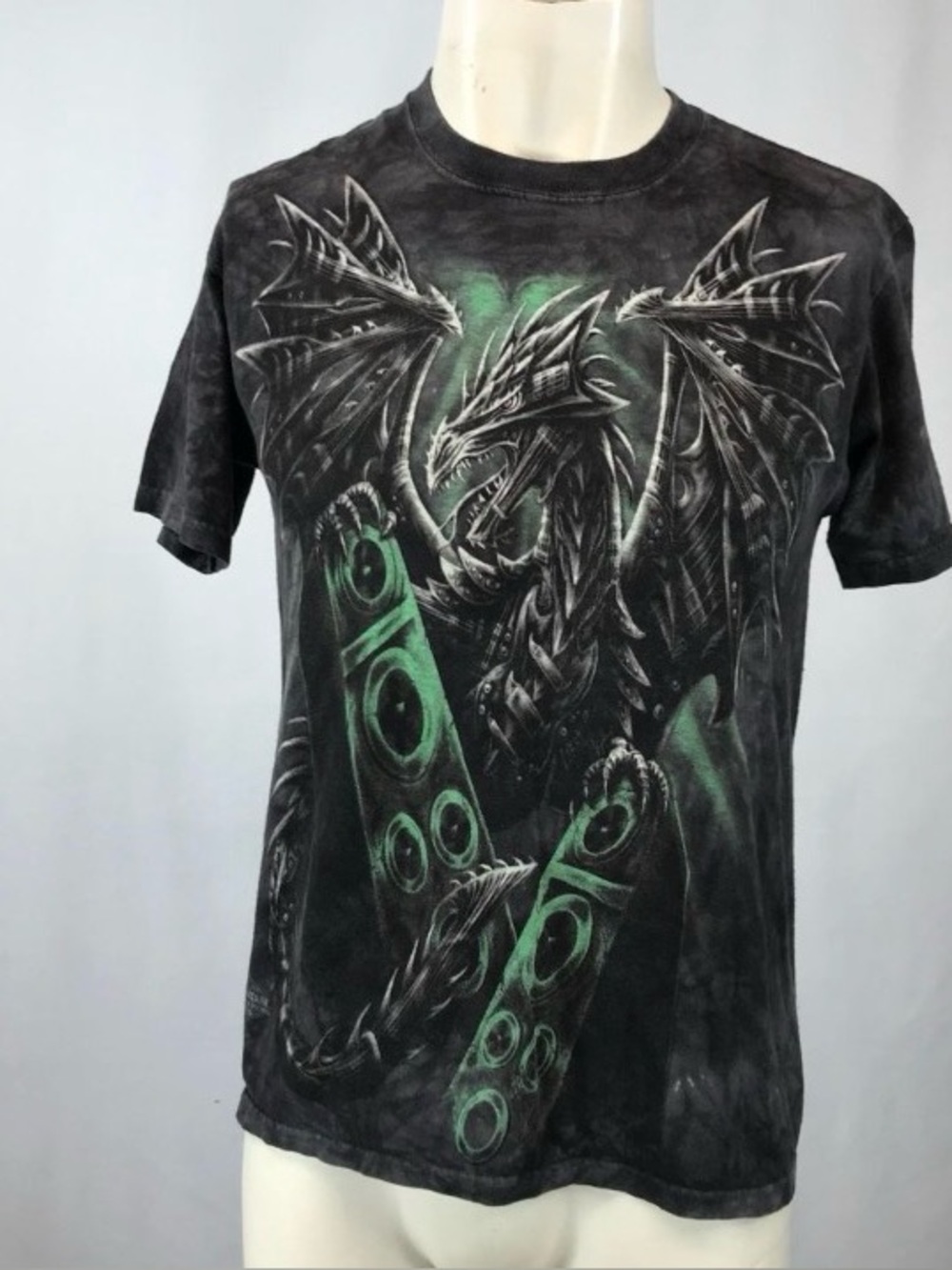 The Mountain Electric Dragon Tee T-Shirt, Dark Green, Adult Small Y2K